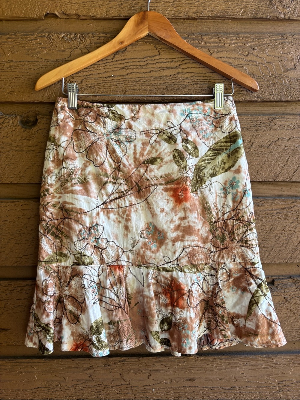 Vintage Floral Y2K Cotton Ruffle Hem Mini Skirt